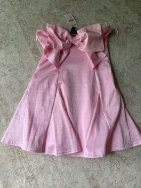 Windsor Shimmery Pink Bow-Front Homecoming Dress